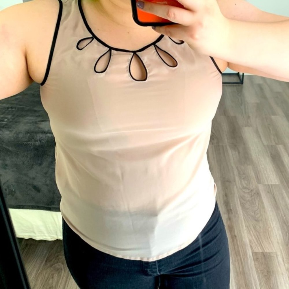 Sleeveless Sheer Blouse Tank Top Small
